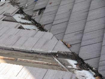flat roof tiles trapping dirt and debris in the roof valley drainage duct